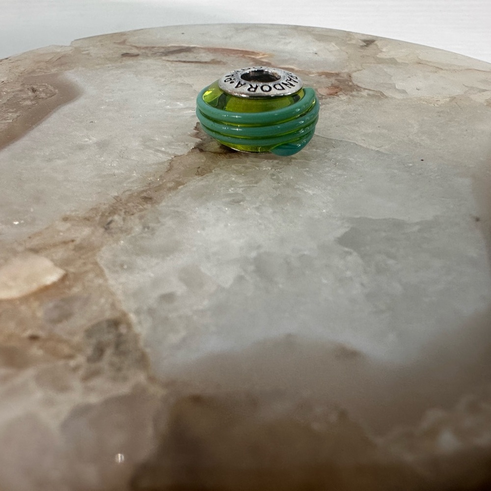 Pandora Green ribbon Charm Bracelet